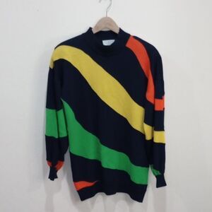 St. John Sportswear Vintage Multi Color Oversized Sweater, Size L/XL